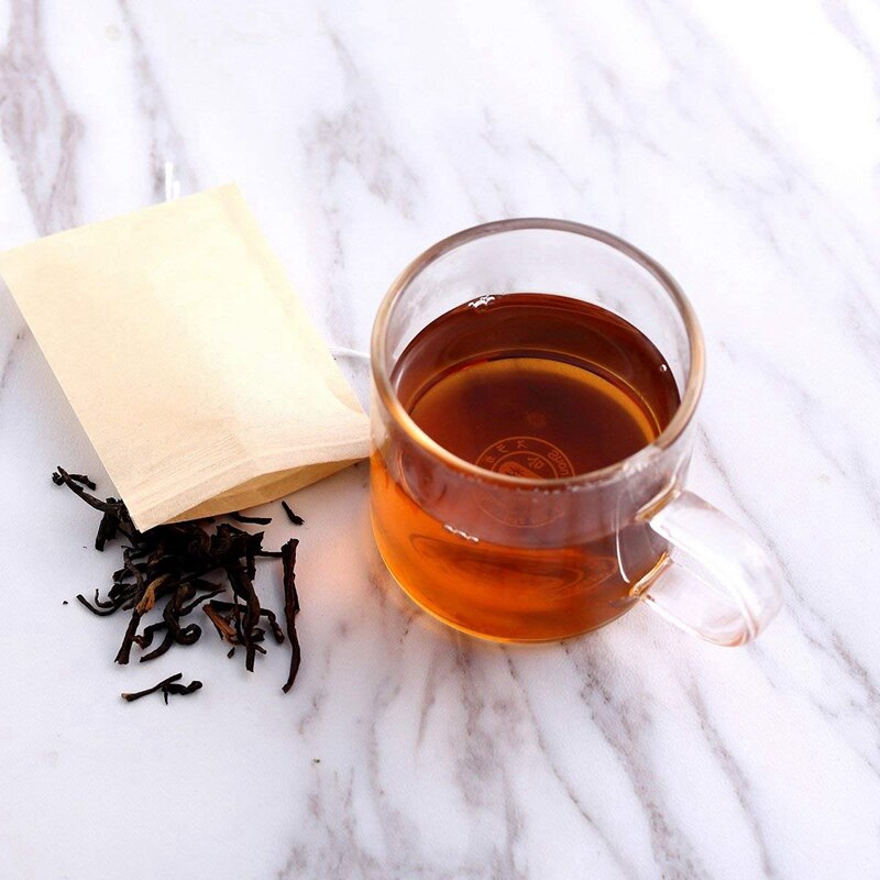400 Pack Disposable Drawstring Tea Filter Bags Safe & Natural Unbleached Paper Tea Infuser Drawstring Empty Bag for Loose Leaf T