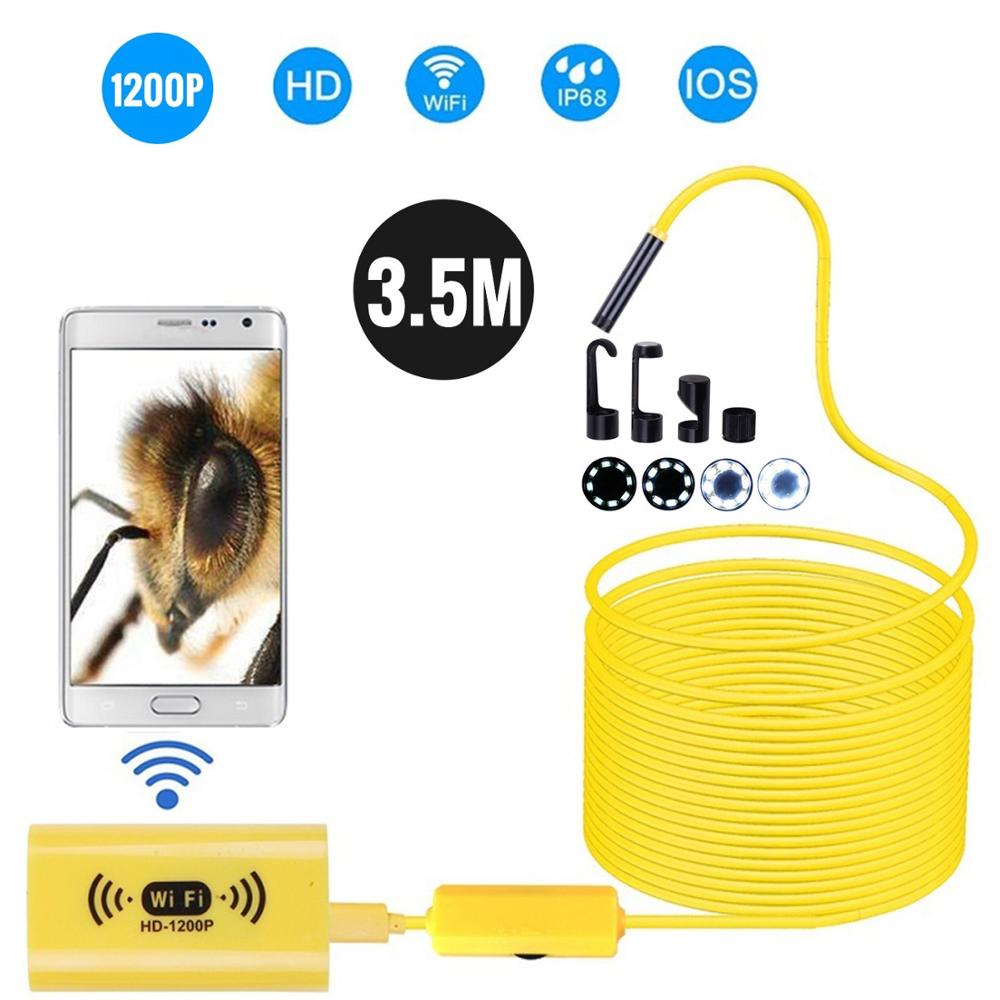1200P Lipstick WiFi Camera 1/2/3. 5/5/10m Apple Android 8mm Endoscope 8 LED Semi-Rigid Cable Borescope: 10M Hard Cable