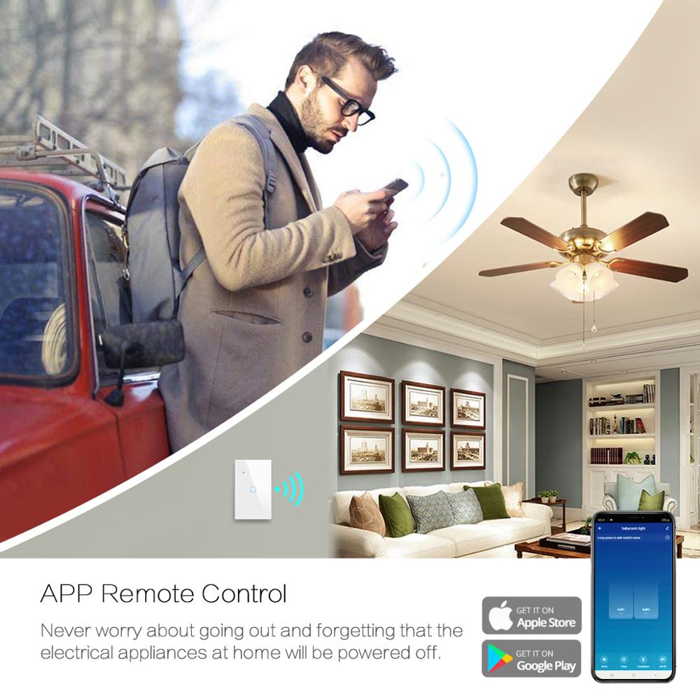 Tuya Alexa Wifi App Smart Wifi Google Home Licht Schakelaar 110V 220V Eu Us Type Neutrale Draad Is nodig