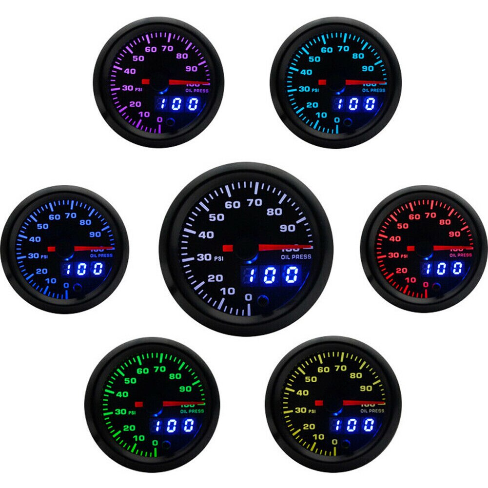 52MM/2 Digital & Pointer Display High Speed Stepper Motor Oil Pressure Gauge Car Modification Meter Boost Gauges