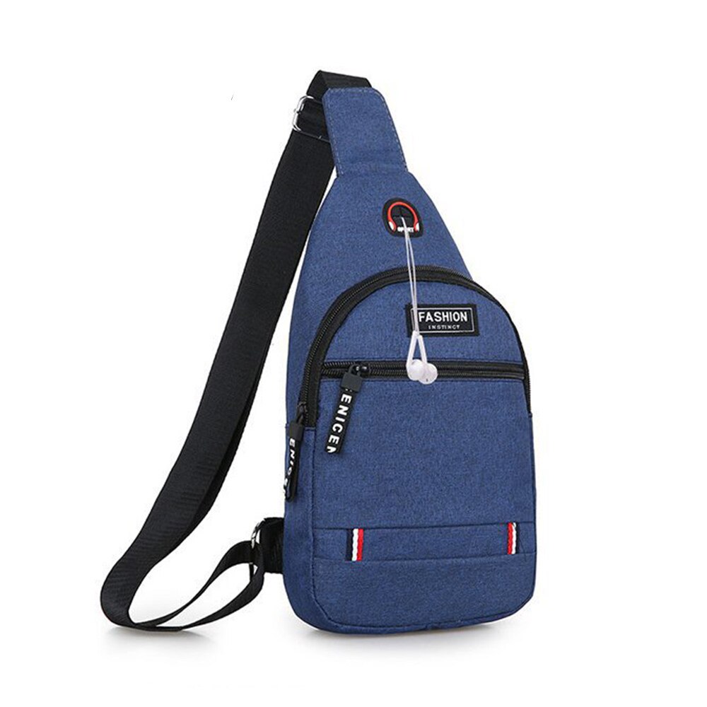 Bolso cruzado Oxford de con carga USB para hombre, antirrobo, para el pecho, para viaje, corto, bolso de hombro impermeable: C-blue