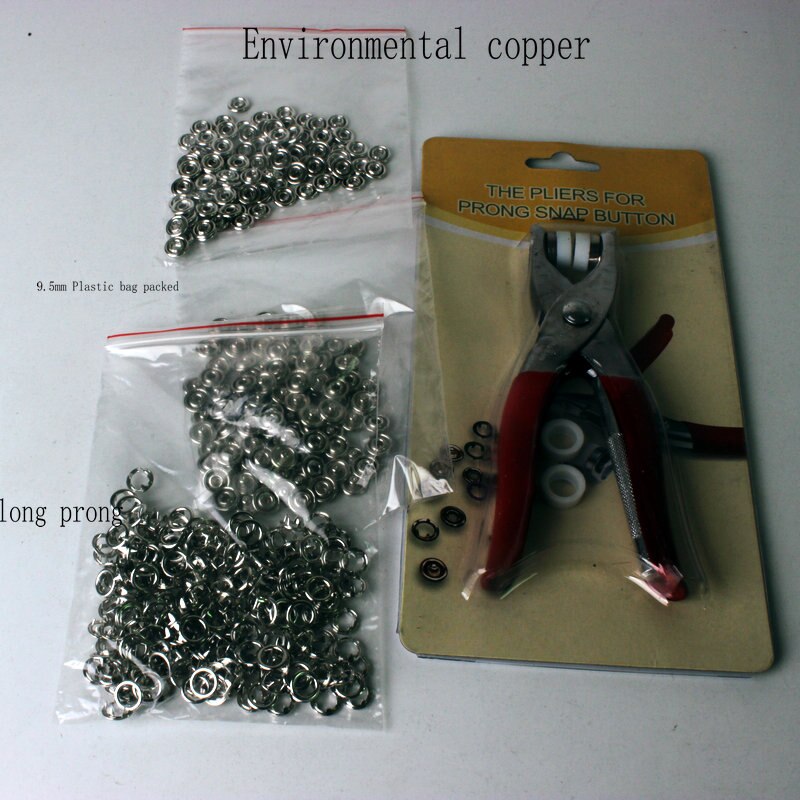 sliver 100 Sets 9.5mm Prong Ring Drukknopen Snap Fasteners Babykleding Knoppen Dummy Clip: copper long prong