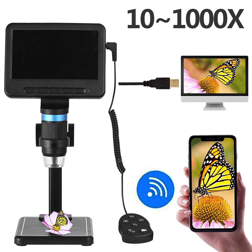 1000X Zoom WIFI HD Desktop Electronic Digital USB Microscope 8LED Plastic Support Stand For Apple Android Phone PC