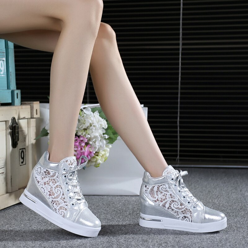 Été femmes chaussures femme respirant maille baskets chaussures plates dentelle mocassins talons épais plate-forme compensées décontracté confort Creepers