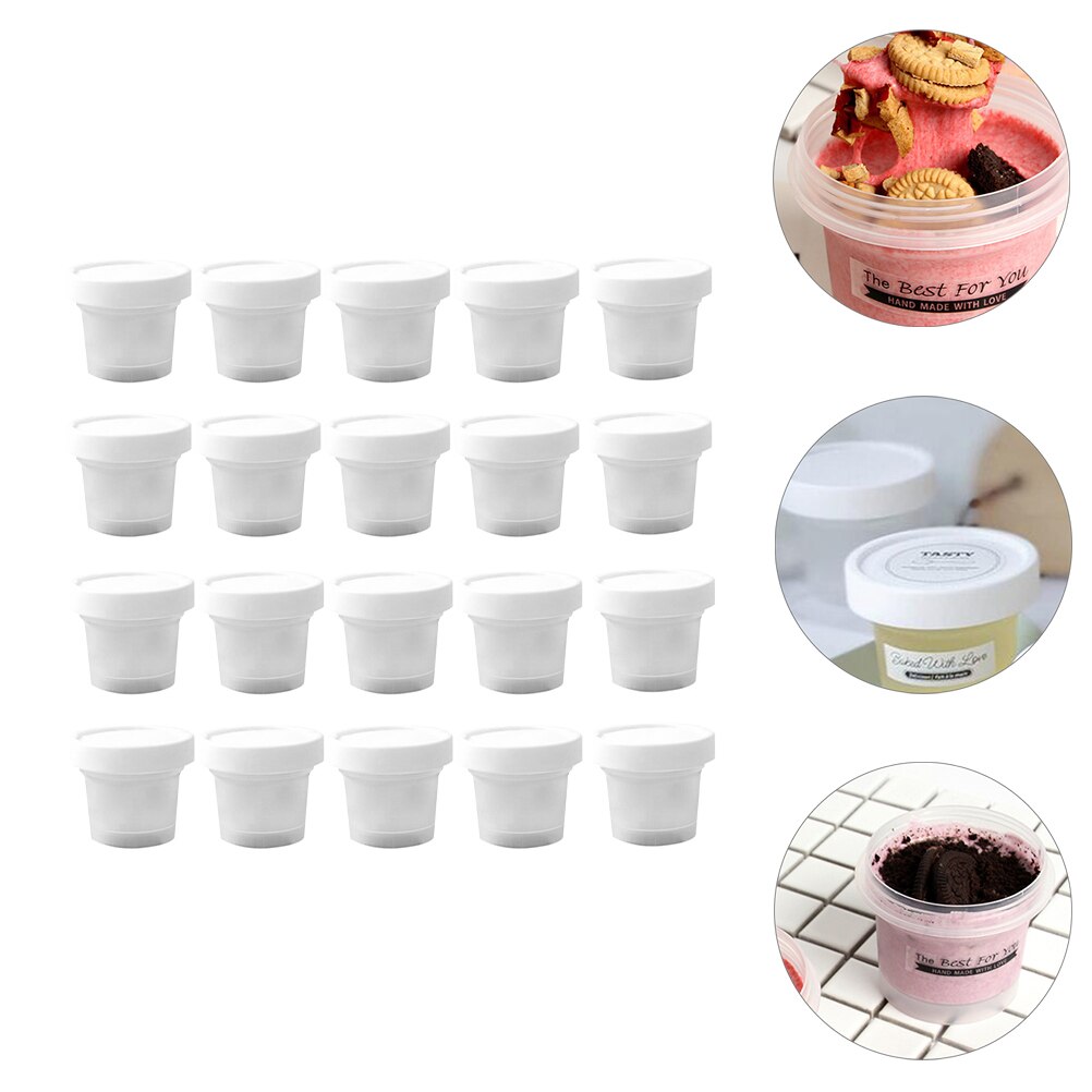 20Pcs 100ml Dessert Cups with Lids Ice Cream Pudding Cups Compact Snack Bowls