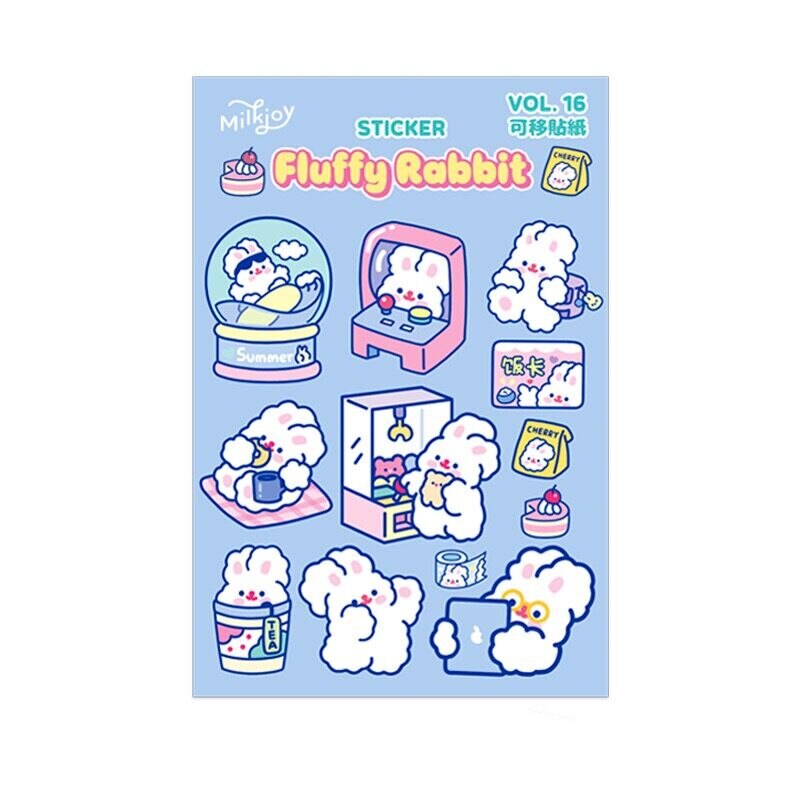 2Pages mignon bricolage Post autocollant pochette d'ordinateur tasse autocollants dessin animé lapin autocollant bagage étiquette autocollant accessoire journal Scrapbooking: Blue 2page