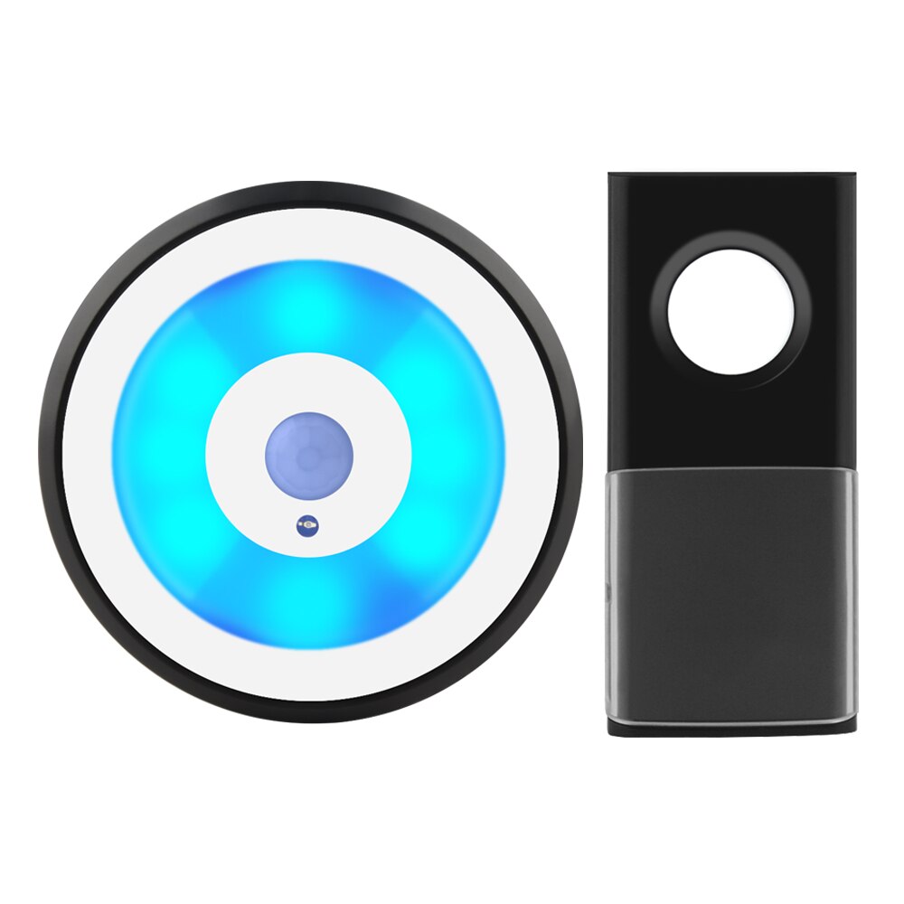 Wireless Welcome DoorBell Intelligent Home Door Call Induction Night Light 150m Remote USB Power Waterproof for Home Office: 1 receiver Black