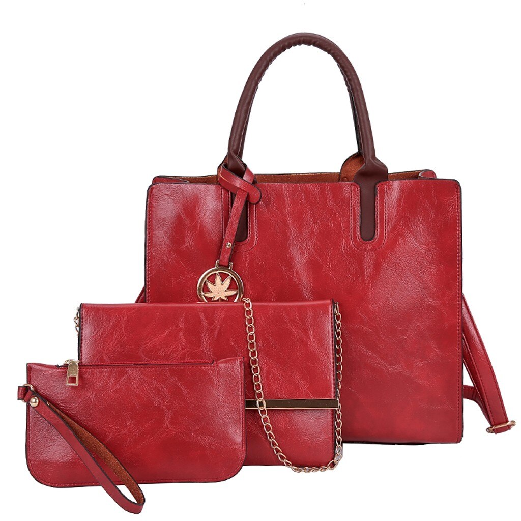 Vrouwen Handtassen 3 Pcs Tas Set Crossbody Tassen Voor Vrouwen Pu Lederen Luxe Handtas Vrouwen Schoudertas Purse #38: Red 