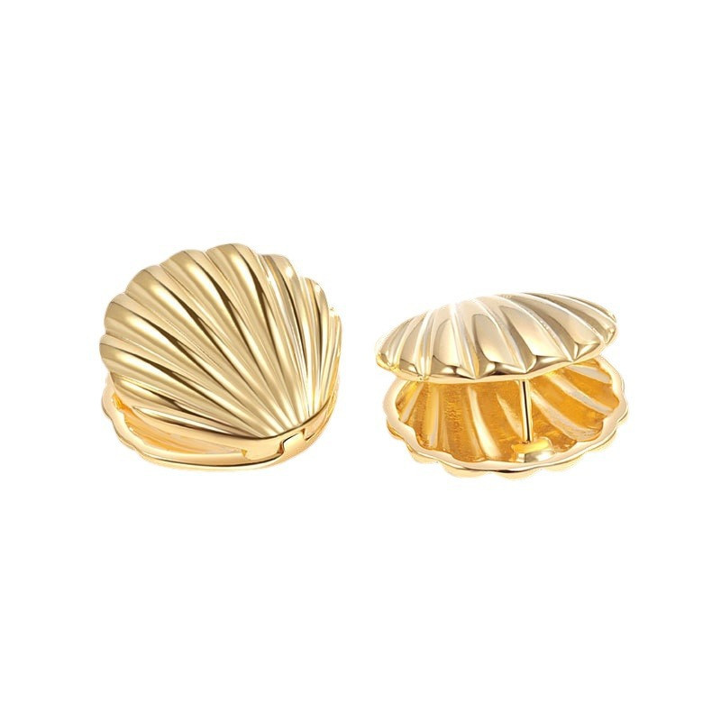 Vintage Metalen Shell Stud Oorbellen voor Vrouwen Punk Zilver Kleur Textuur Geometrische Onregelmatige Oor Gesp Sieraden Party