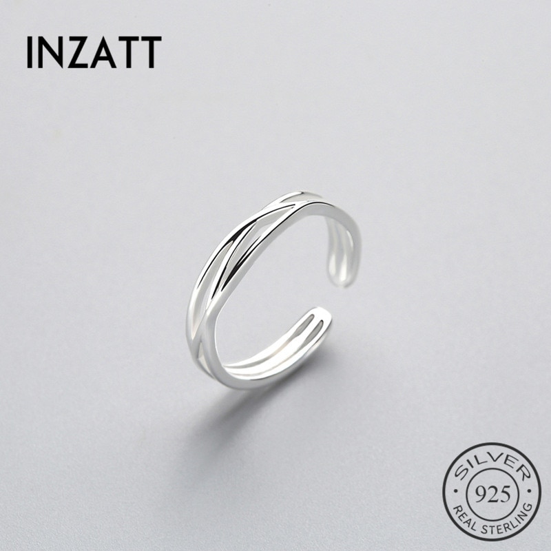 Inzatt Minimalistische Twisted Ring 100% 925 Sterling Zilver Voor Vrouwen Verjaardag Classic Mode-sieraden Accessoires Trendy