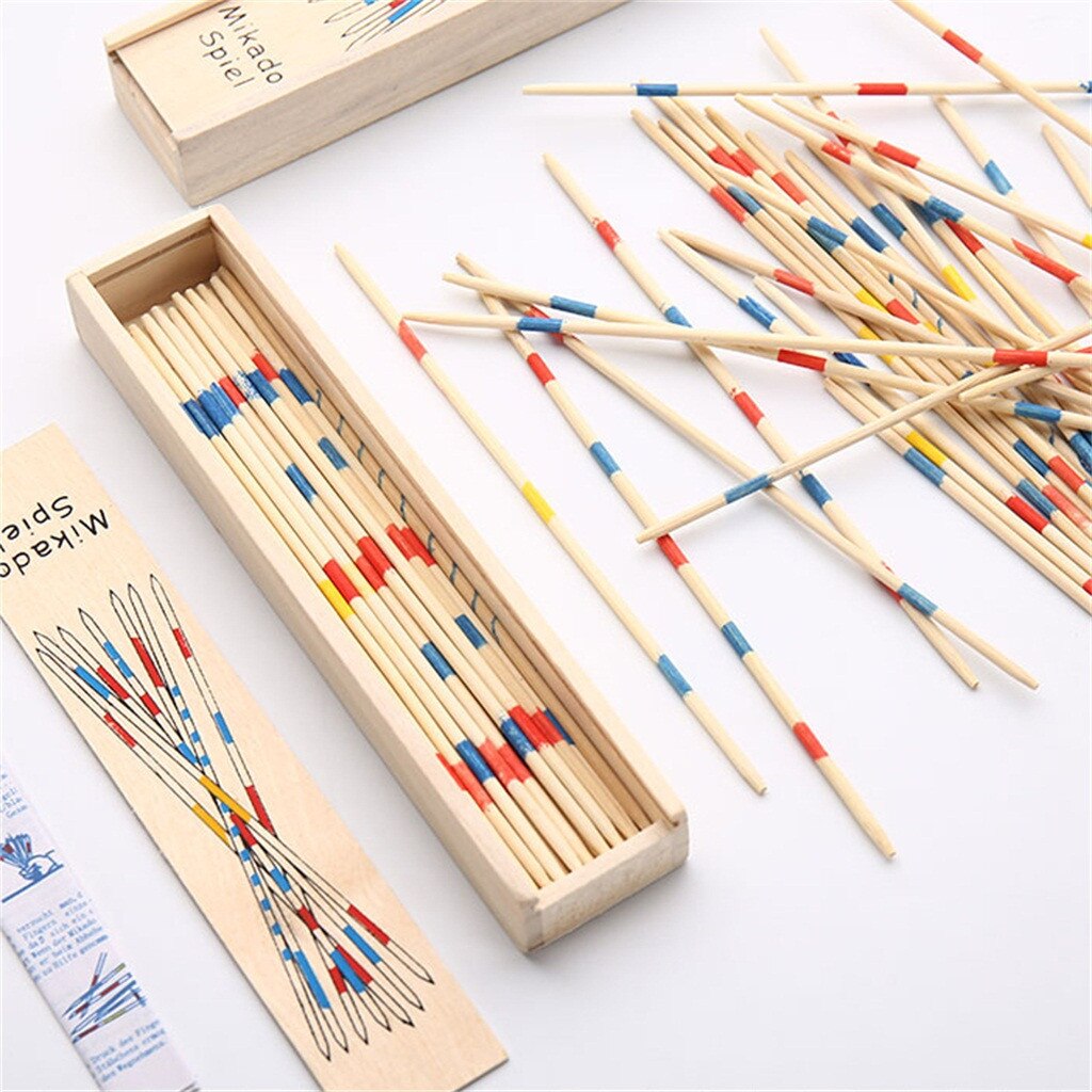 Grappig Traditionele Speelgoed Houten Mikado Spiel Pick Up Sticks Baby Educatief Spel Met Doos Spel Voor Kinderen Игрушки