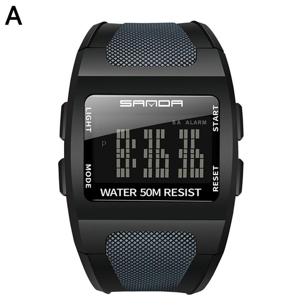 Horloges led cool horloge heren multifunctioneel brede wijzerplaat relogio digitaal elektronisch horloge reloj hombre: A