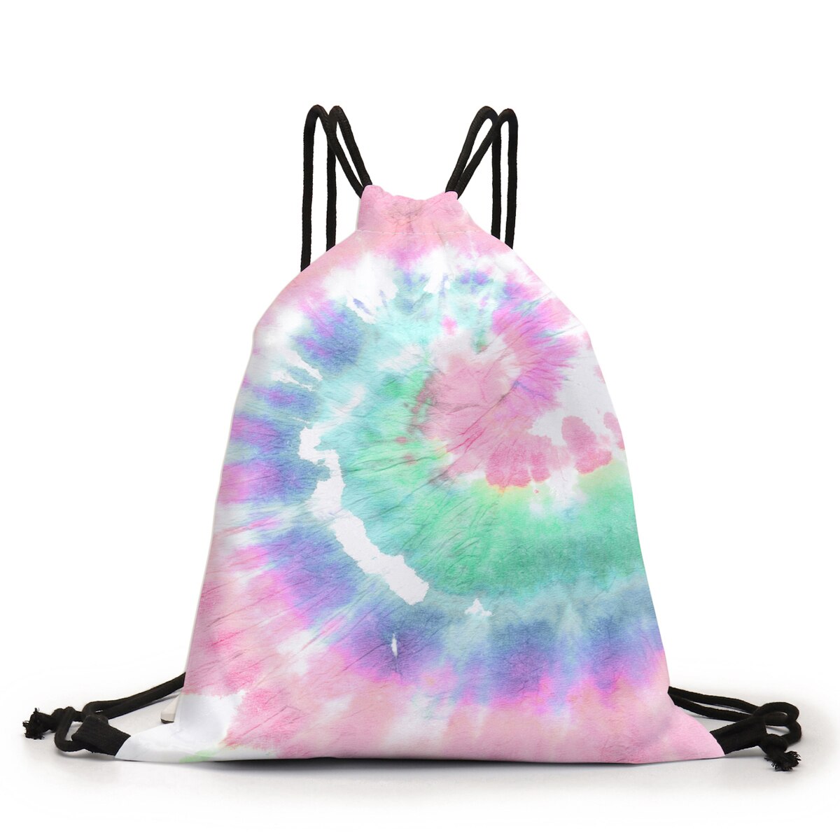 Deanfun Drawstring Bag Tie-dyed 3D Printed Pouch Bag Colorful Drawstring Backpack For Travel D60394: Default Title