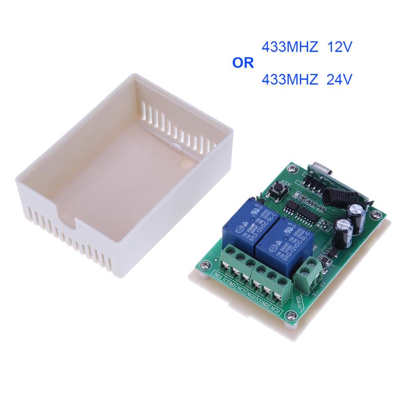 12V/24V 433Mhz 2 przekaźnik kanału bezprzewodowy pilot przełącznik + 2 sztuk dwa klawisze zdalne sterowanie do drzwi garażowych oświetlenie zasłony