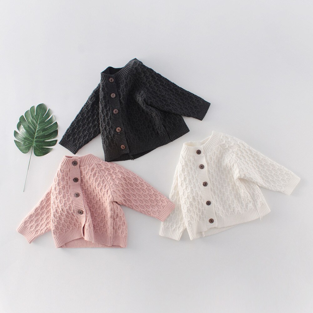 Baby Meisjes Jongens Gebreide Trui Jas Uitloper Lente Fall Casual Solid Lange Mouwen Enkele Breasted Trui Vest