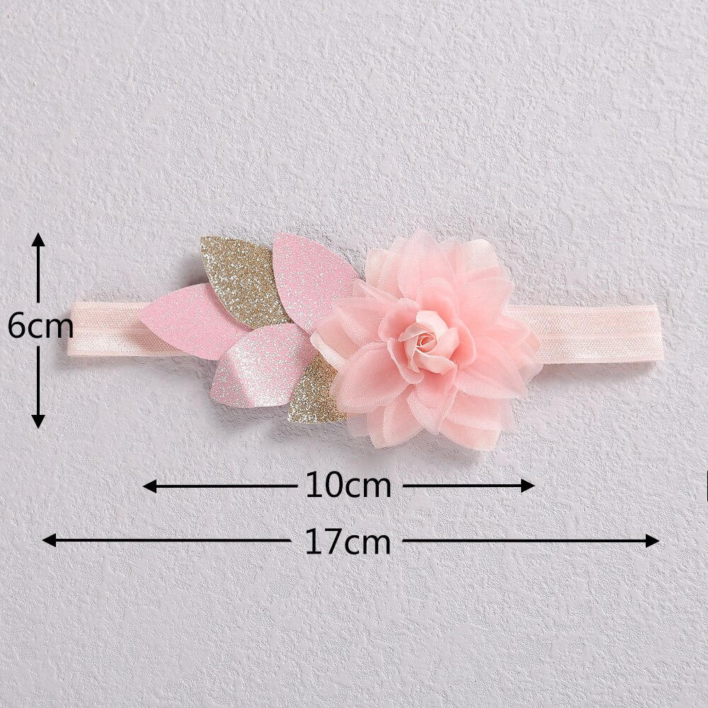 Meisjes Haarbanden Nylon Hoofdband Bloem En Bladeren Satin Rose Elastische Haarbanden Baby Chouchou Leuke Kind Kids Haar Accessoires