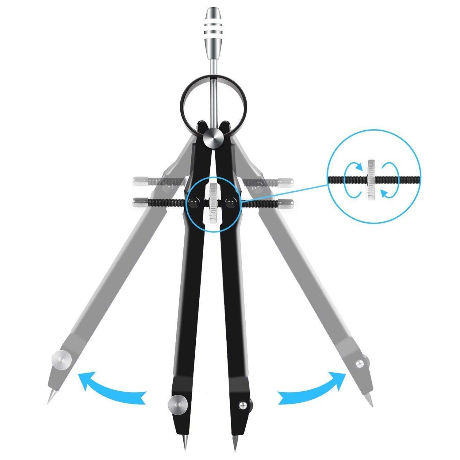 Compass with Lock For Geometry, 6 inch Spring Bow Compass, Precision Compass Math Drafting