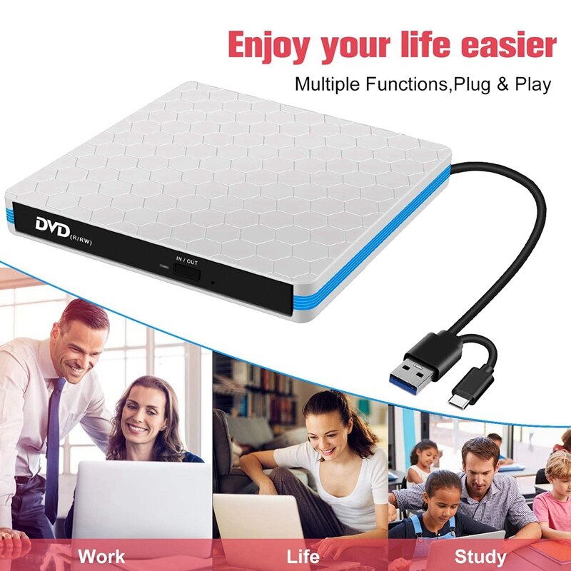 -External DVD CD Drive with USB 3.0 and Type-C Int... – Vicedeal