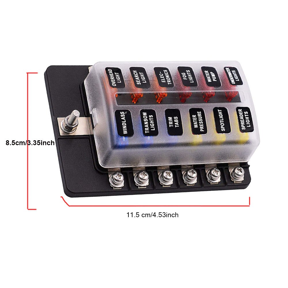 Auto Blade Fuse Block Unabhängige 12 Weg Sicherung Box 12 Schaltung Mit Negative Bus Led-anzeige Auto Sicherung Halter Mit led-anzeige
