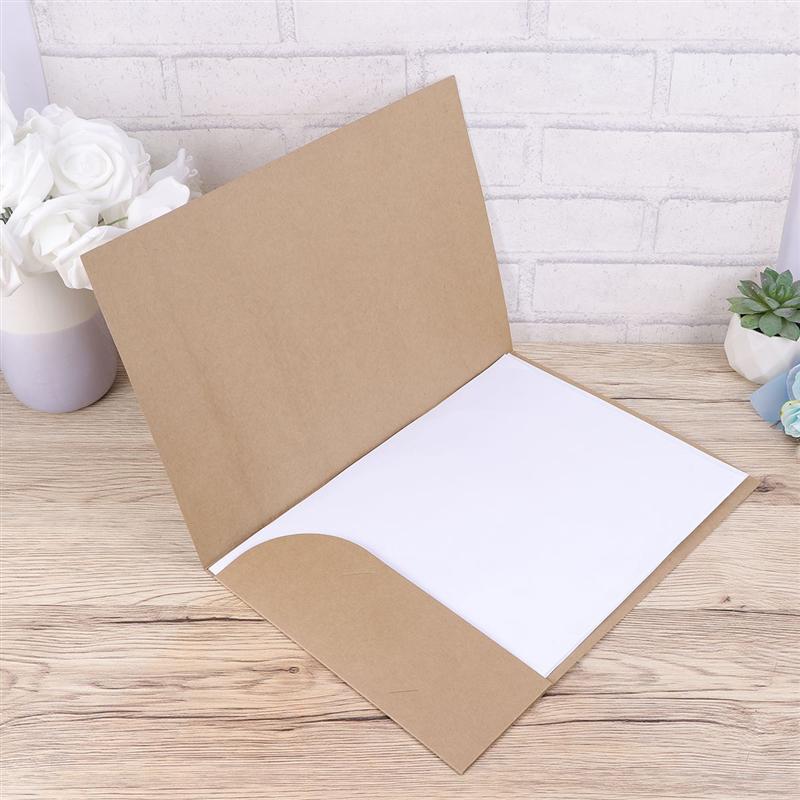20pcs A4 Kraft Paper File Folder Document Paper Organizer Storage Holder School Office Stationery Supplies