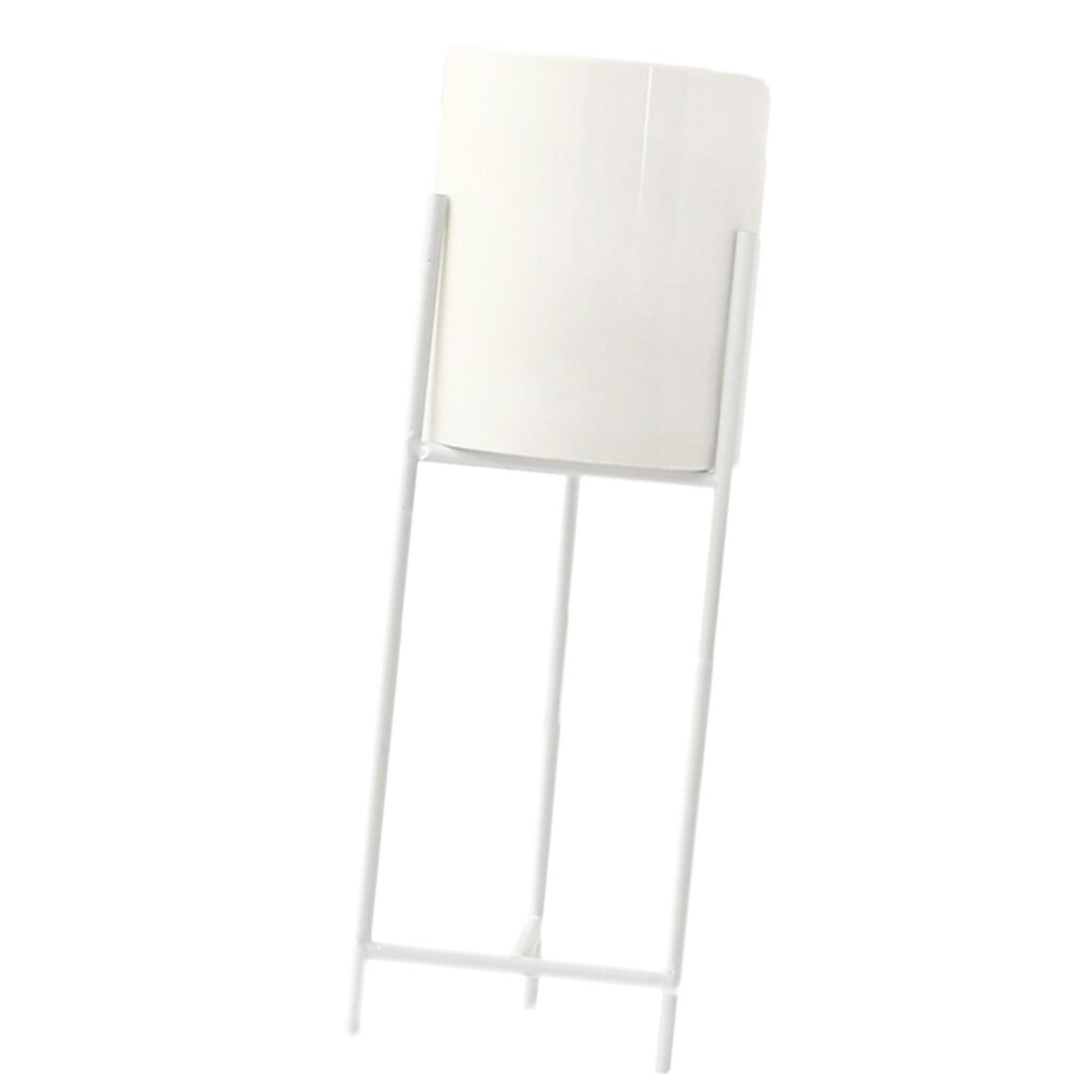 Succulents Flower Pot Iron Art Flower Pot Simple Hydroponics Soil Planting Container Ceramic Planter with Iron Stand: White-L as describe