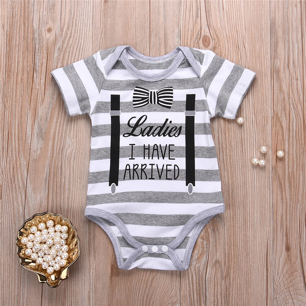Newborn Infant Baby Boy Girl Kids Cotton Striped gentleman Romper Jumpsuit Clothes Outfit