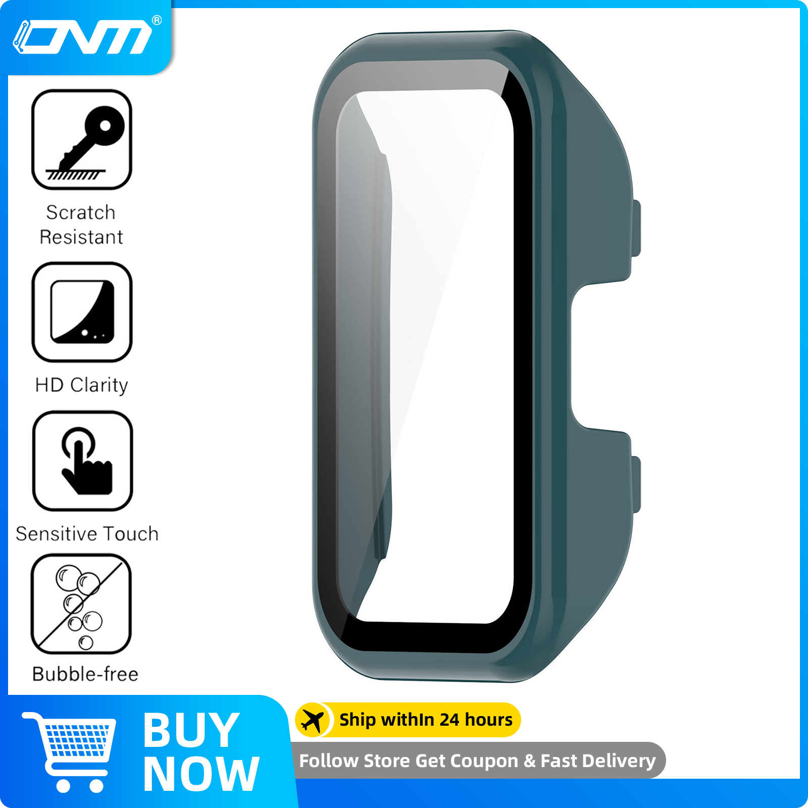 Glas + Case voor Huawei Band 10 9 8 Gehard Glas Screen Protector & Harde PC Beschermende Bumper voor Huawei Band 10/9/8 Accessoires: Black Yellow