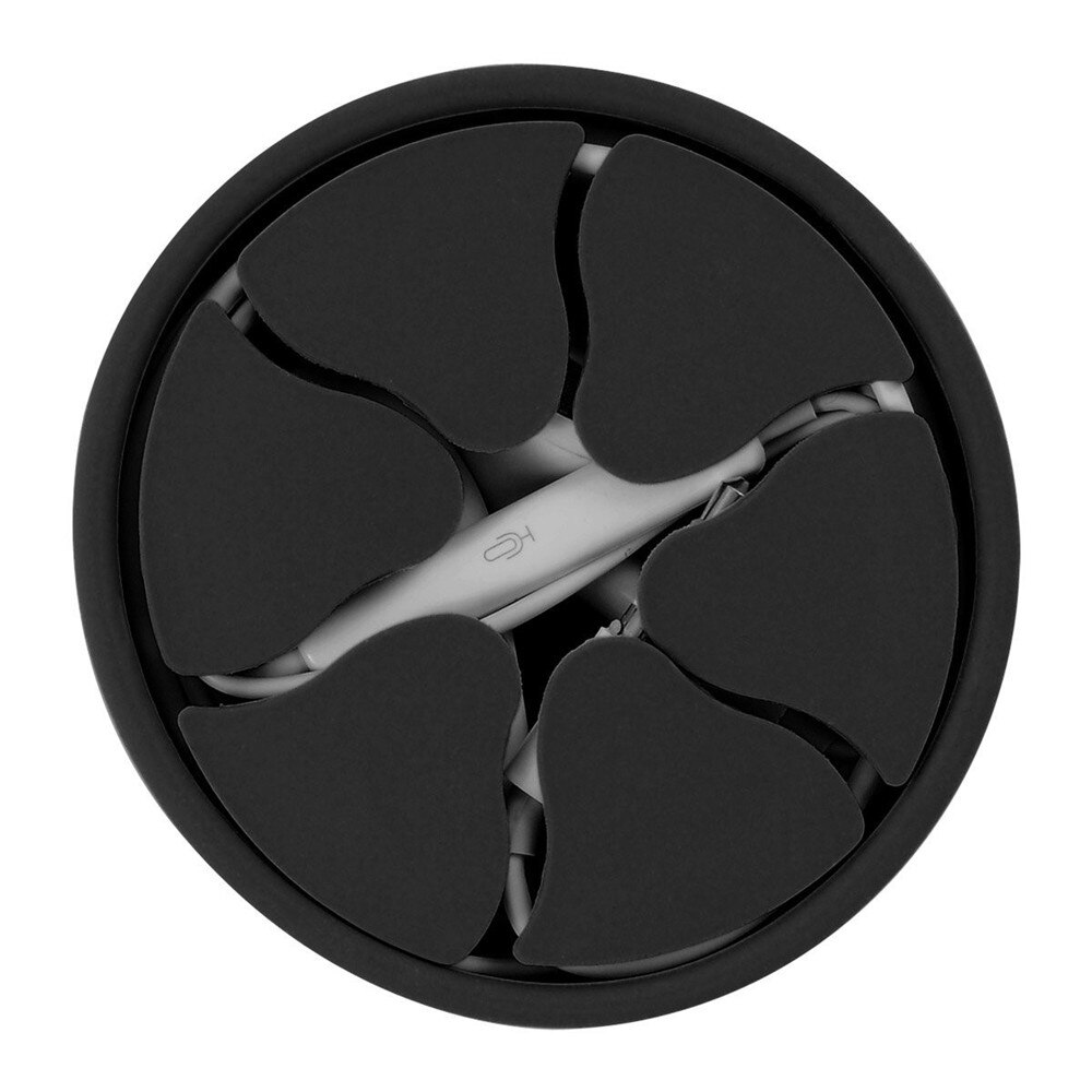 Round Silicone Office Desk Organizer Desk Stationary Storage Box Earphone Protector USB Cable HolderCable Winder Accessorie: black