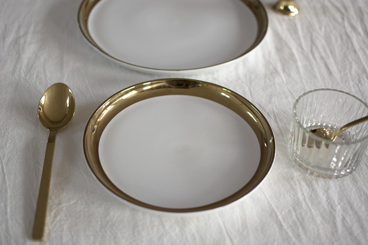 Gold Inlay Dinner Plates Porcelain Dishes Dessert Plate: 20cm