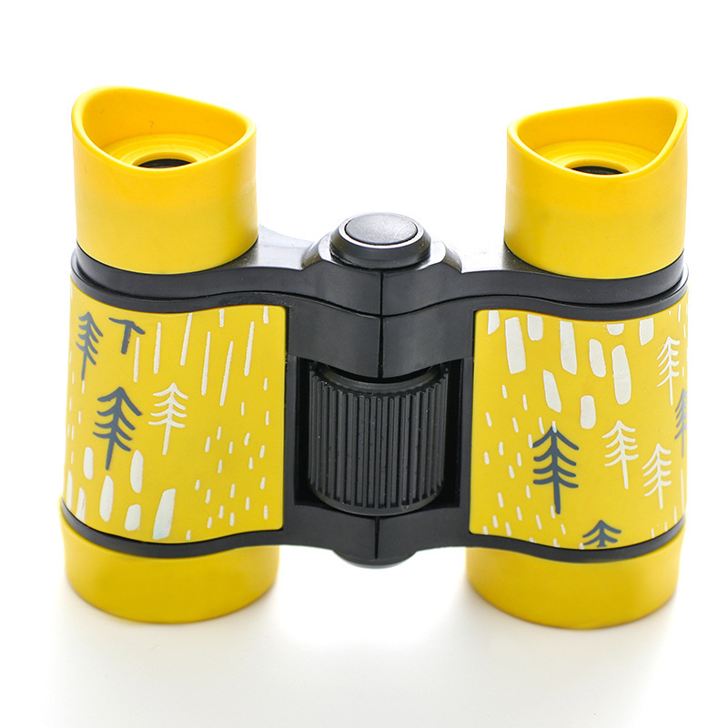 Telescopio Binocular para niños de 4x30mm, telescopio de aprendizaje educativo para niños, telescopio óptico plegable para observación de aves: YELLOW
