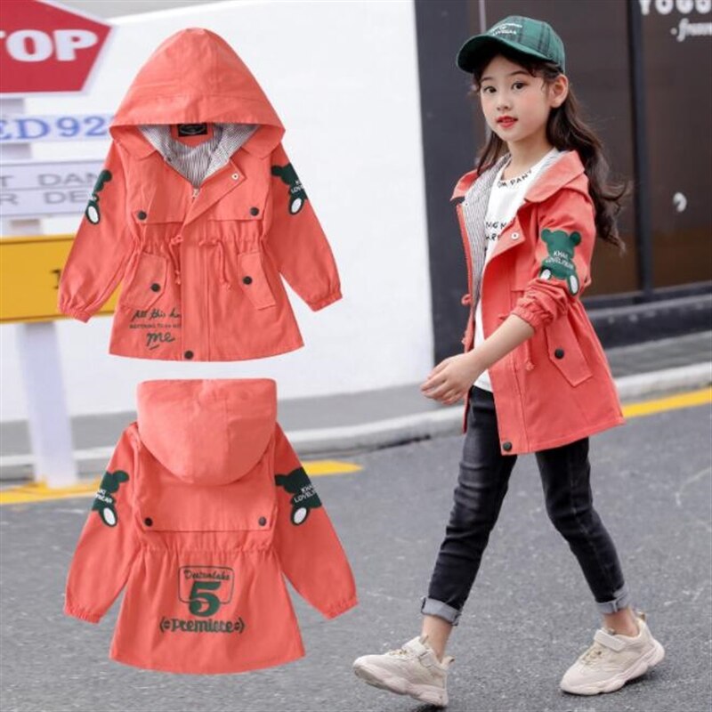 5-12Y Spring autumn Girls jacket children's clothing girl trench coat kids jacket girl coats Trench Wind Dust Outerwear