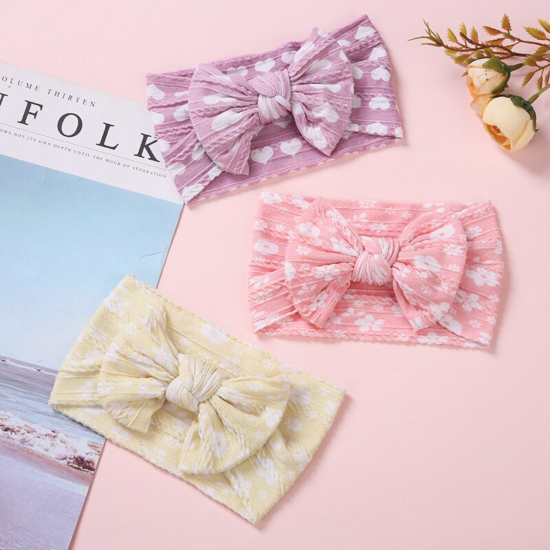 Fascia per bambini Nylon ragazze stampa floreale copricapo treccia bambini turbante elastico cavo accessori per capelli per neonati fascia per capelli morbida
