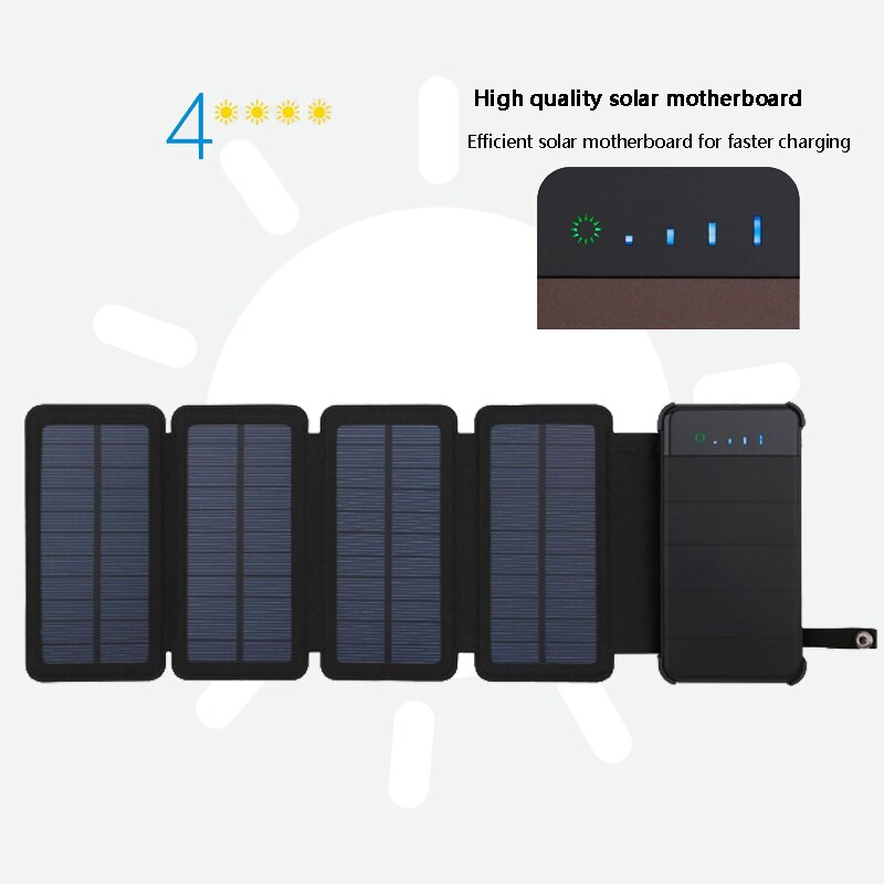 Cargador solar plegable, Banco de energía, panel Solar, batería sunpower de 30000mah, células solares para exteriores, paquete de batería solar externa: 4pcs