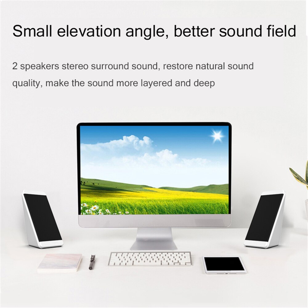 USB Wired Computer Speakers 2 Pieces PC Elevation Angle Horns For Laptop Desktop Bookshelf Speakers Powerful Audio Amplifier