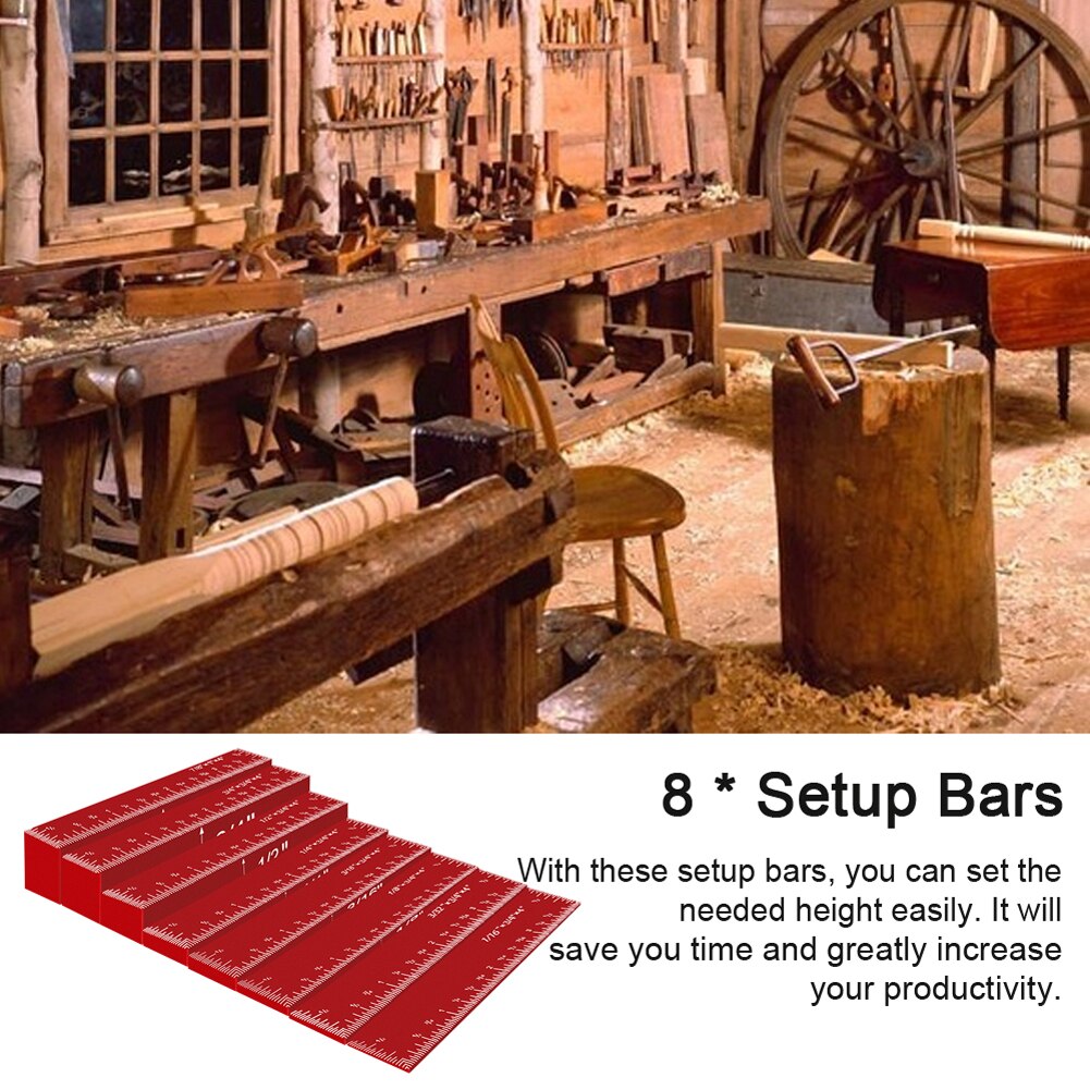 8PCS Setup Blocks Height Gauge Set Aluminium Alloy Woodworking Setup Bars Set Practical Router Table Saws Accessories Set
