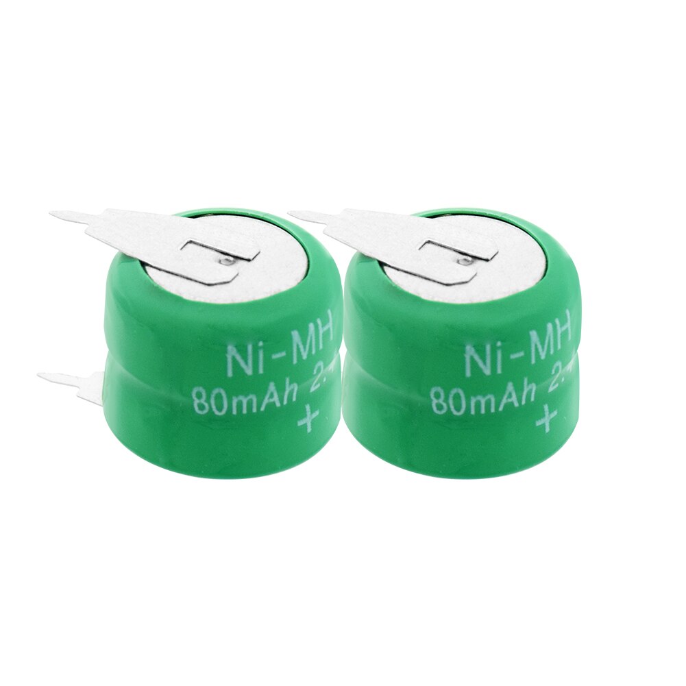 1/2/4/6/8/10Pcs 2,4 V 80H 80mAh Ni-Mh Nimh taste Batterie Pack Münze Zelle Ersatz Batterien Wiederaufladbare 80H Münze Batterien: 2  Pieces