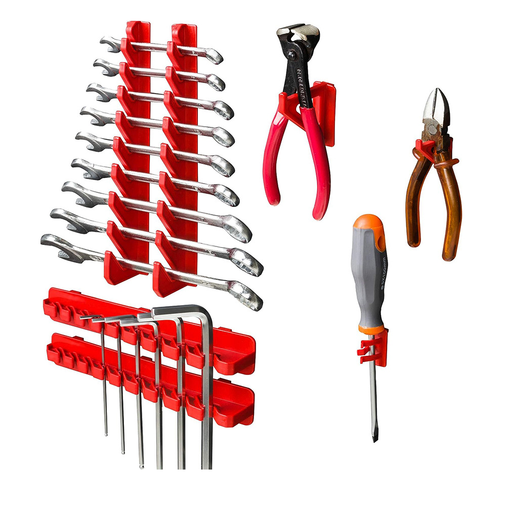 Wall Mounted Storage Bins 28-Bin Parts Rack Organizer Garage with 2PCS Wall Panels Hooks Plastic Shop Tool for Screw Nails