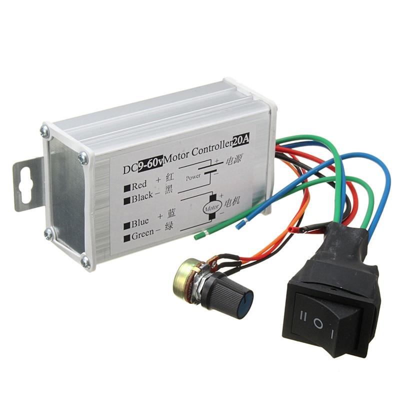 Dc 12v 24v 36v 48v kääntyvä moottorin nopeuden säätö pwm -säädin pwm dc -nopeussäädin