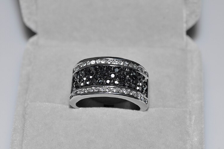 AENINE Mode Strass Ringen Sieraden Pave Instelling 5 Rijen Gray Oostenrijkse Crystal Ring Voor Vrouwen Anel R150160283P