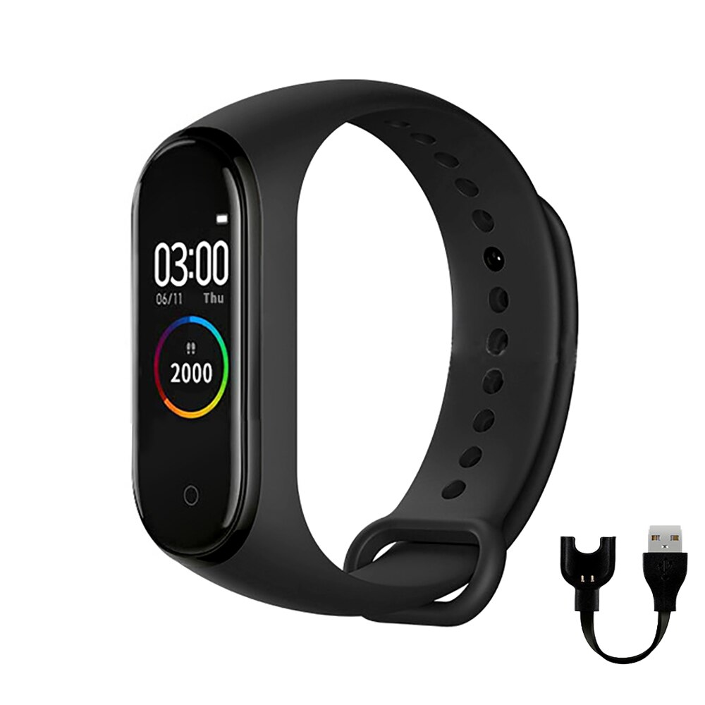 M4 Smart Band 4 Fitness Tracker Horloge Sport Armband Hartslag Bloeddruk Smartband Monitor Gezondheid Polsband: Black