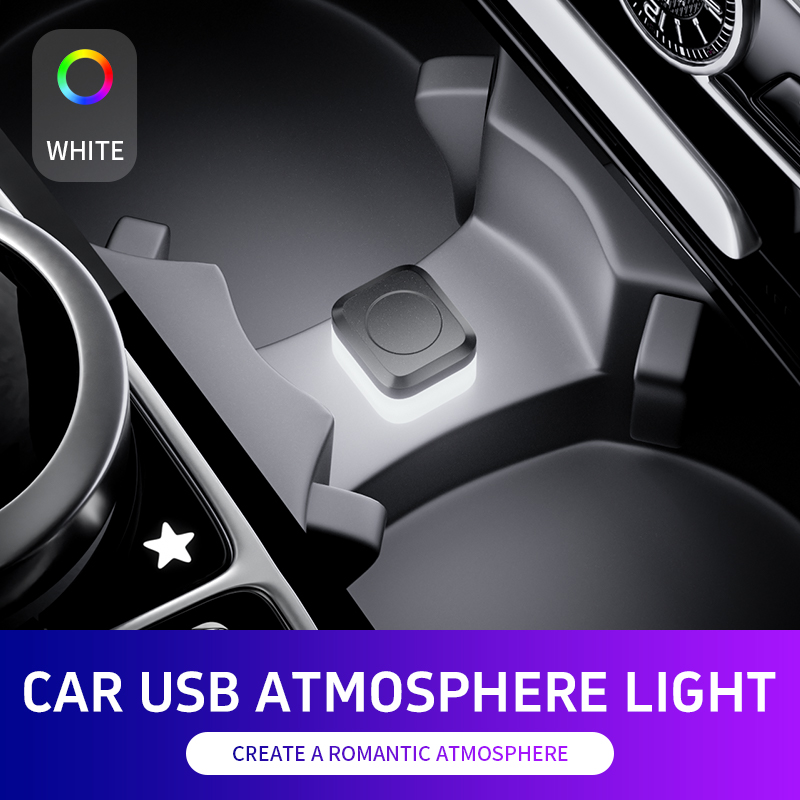 Universal USB Car Atmosphere Lights LED Car Interior Ambient Light LED Reading Night Lamp Car Interior Decorations Accessories: 8000K White Blue