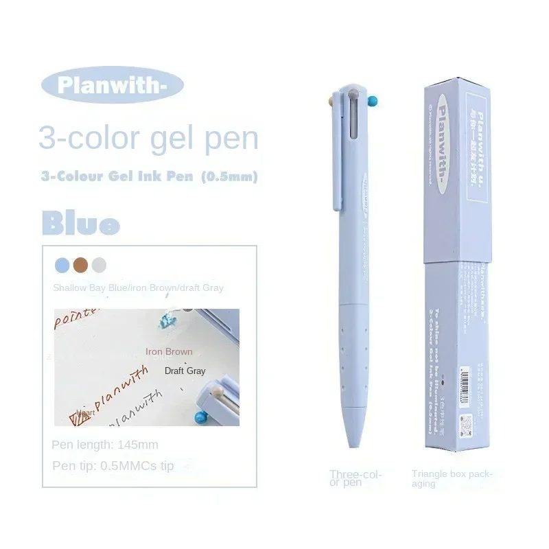 Juego de 3 bolígrafos de colores, bolígrafo de escritura de papelería de Color sólido a la sencillo, bolígrafo para álbum de recortes suave de 0,5mm, suministros para estudiantes: Azul