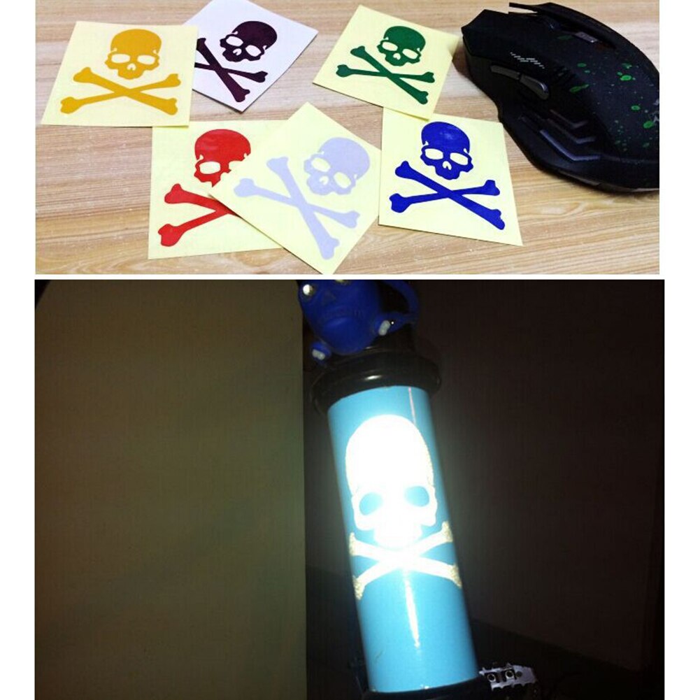 Bike Reflective Sticker Skull Fluorescent Bicycle Stickers Fixed Gear Mountain Bike Skeleton Decals Helmet Bicycle Accessories