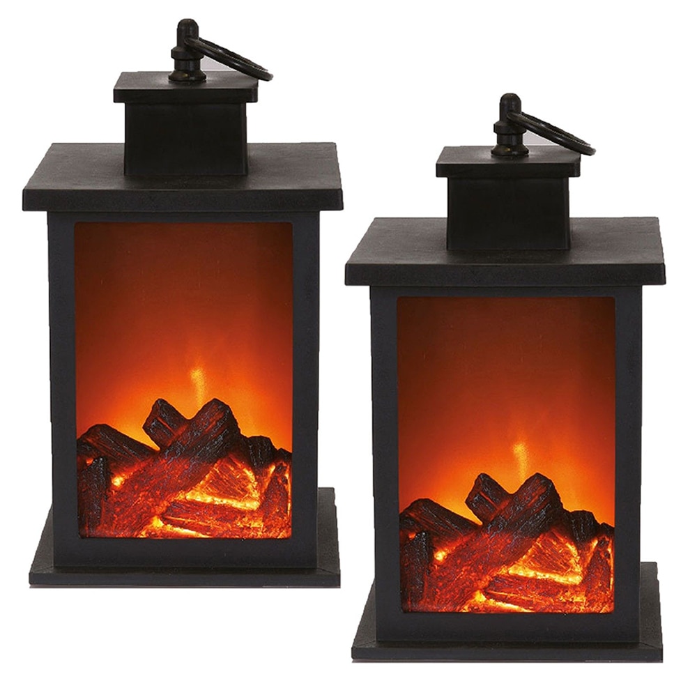 LED cheminée lanterne veilleuse suspension lampe sans flamme bûche feu effet Vintage lampe noël décoration de la maison 4 pièces