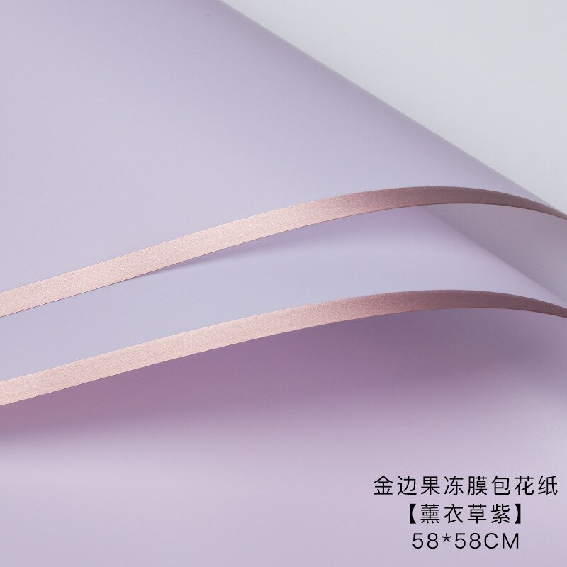 Waterproof Golden Edge Craft Paper Half Transparent Jelly Film Flower Bouquets Wrapping Paper DIY Packing Florist Supplies: lavender
