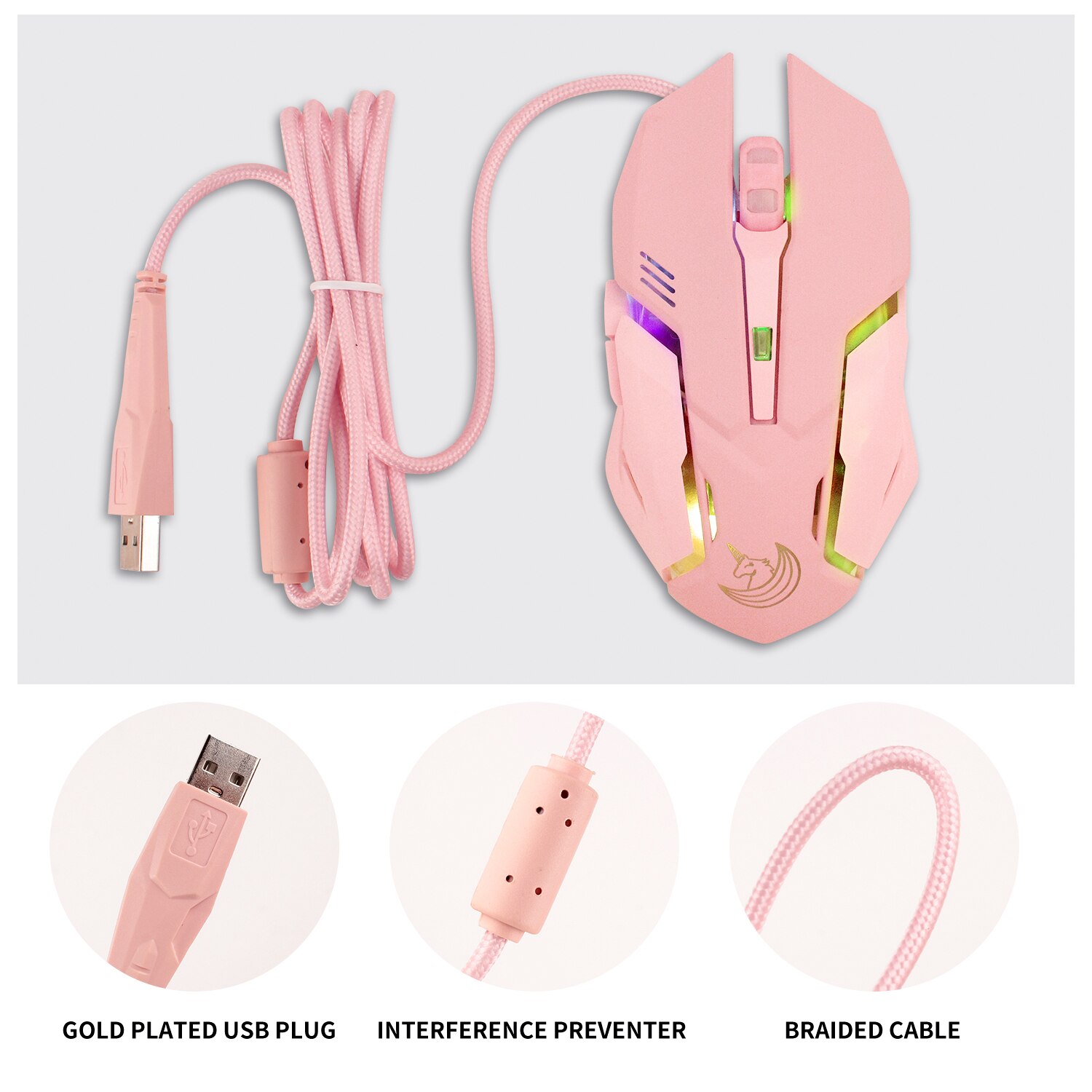 Gaming Mouse Gamer 6 Button 3000DPI Wired Ergonomic Mouse Computer Mouse Silent USB PC Mice with Backlight for Laptop