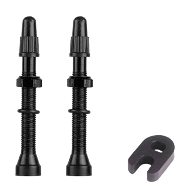 1 Paar Fiets 60Mm Presta Ventiel Voor Road Fiets Tubeless Banden Messing Kern Legering Stem Tubeless Kit Compatibel, zwart: Default Title