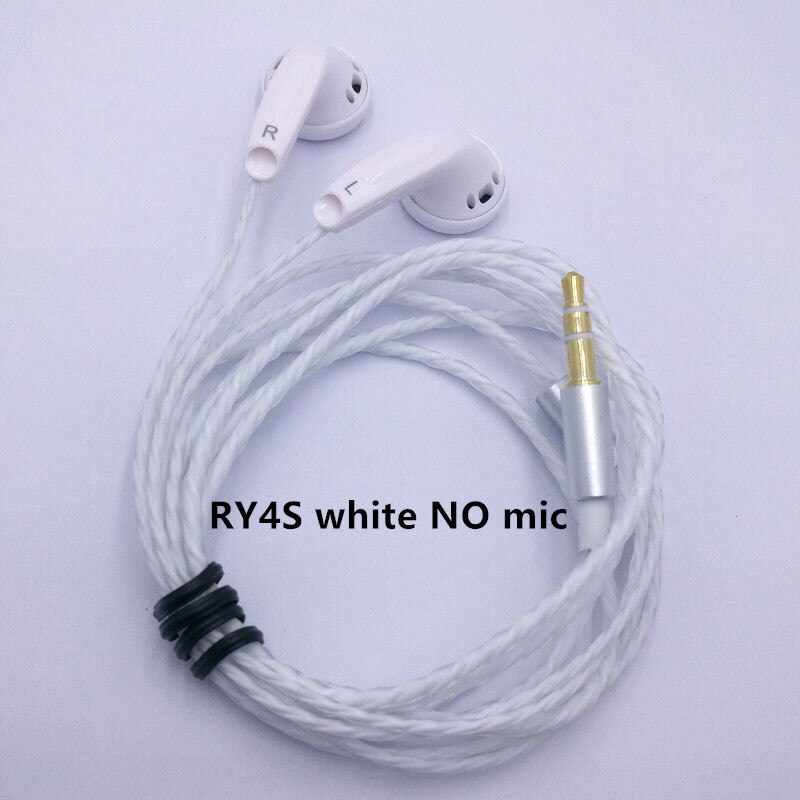 RY4S original in-ear Earphone 15mm music sound HIFI Earphone (MX500 style earphone) 3.5mm L Bending hifi cable: RY4S white NO Mic