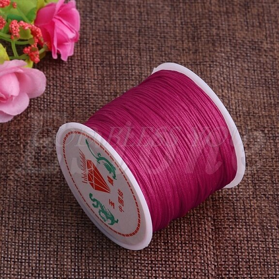 1Roll 0.8mm 45M Nylon Chinese Knot Macrame Bracelet Braided Cord Thread String: Hot Pink