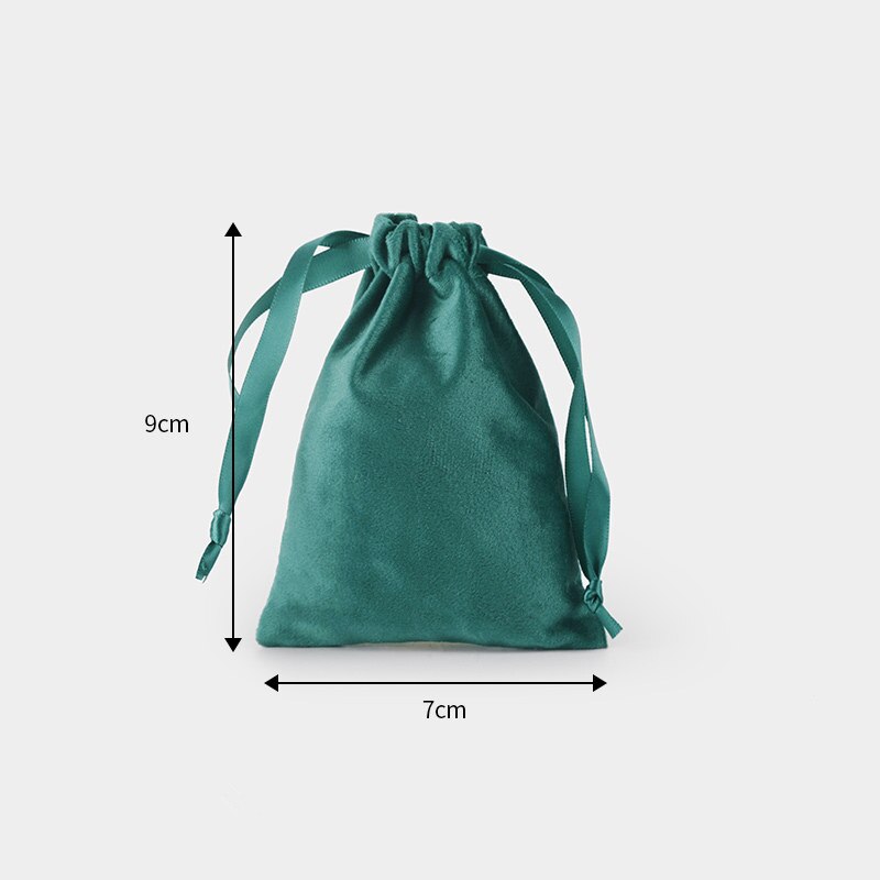 10 Pcs/Lot Christams Package Flannel Bags with Satin Drawstring Wedding Party Soft Fabric Velvet Pouch Dustbag: green 7x9cm